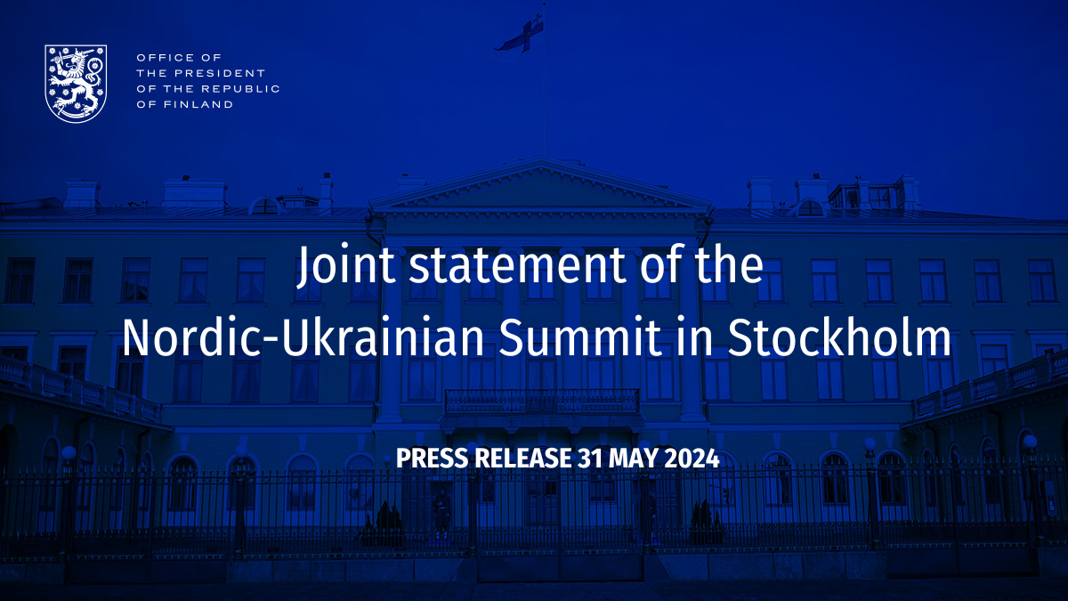 Joint statement of the Nordic-Ukrainian Summit in Stockholm - Presidentti